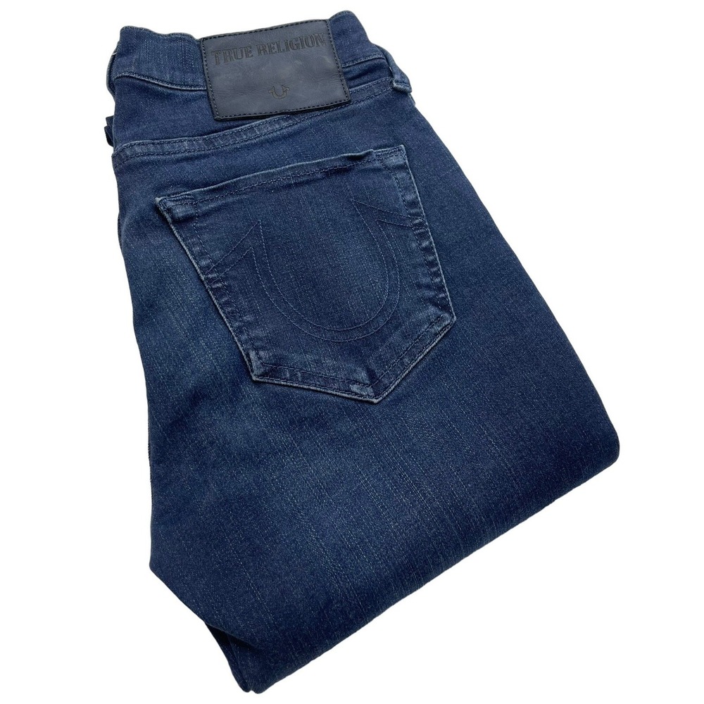 True Religion Womens Halle Mid Rise Super Skinny Jeans Size 26x28 Dark Blue